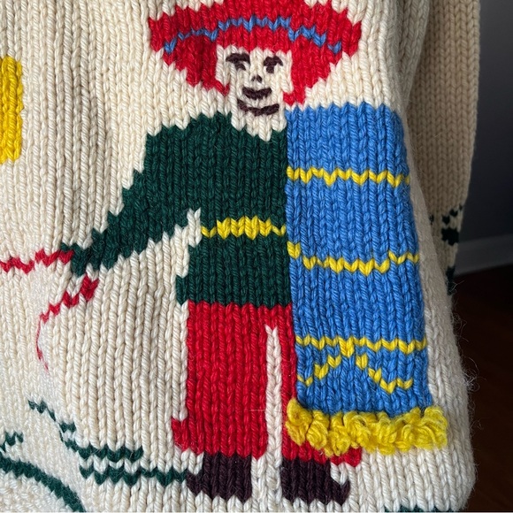 Vintage Cream Cardigan with Colorful Patterns - Picture 9 of 14